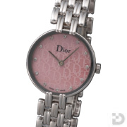 【Christian Dior：クリスチャン・ディオール】BAGHEERA：バギラ　12Pダイヤ レディースウォッチ（Diorロゴピンクシェル文字盤）